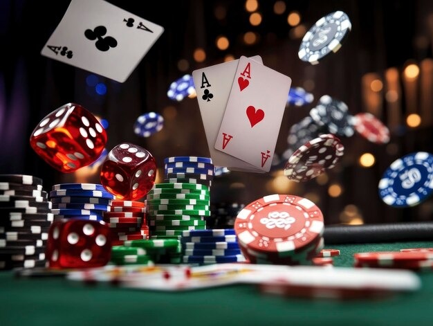 Player hand showing full house with cards laid out clearly
